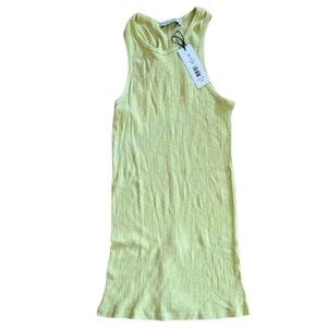 NWT MICHAEL STARS ALANA RHODES RIBBED HALTER RACERBACK TANK TOP  YELLOW COLOR